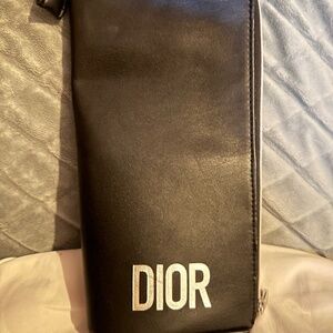 DIOR Black Zip-Around Cosmetic Make Up Bag Clutch